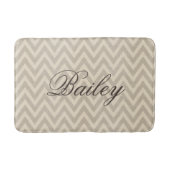 Rustiek Linnen Beige en Taupe Chevron Monogram Badmat (Voorkant)