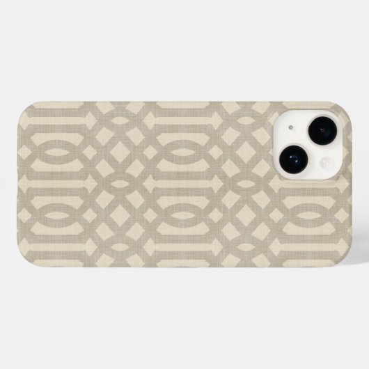 Rustiek Linnen Beige en Taupe Trellis Case-Mate iPhone Case (Achterkant (horizontaal))