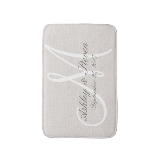 Rustiek Linnen Bruiloft Monogram Badmat (Voorkant Verticaal)