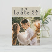 Rustiek Linnen Huwelijk Foto Tafel Nummer Kaart (Staand voorkant)