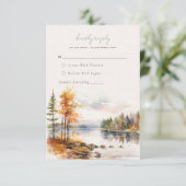 Rustiek linnen met herfst meer Bruiloft RSVP Kaart (Staand voorkant)