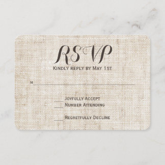 Rustiek Linnen Ontwerp Wedding RSVP Kaart