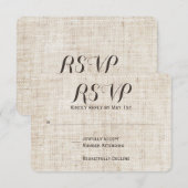 Rustiek Linnen Ontwerp Wedding RSVP Kaart (Voorkant / Achterkant)