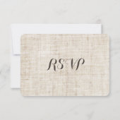 Rustiek Linnen Ontwerp Wedding RSVP Kaart (Achterkant)