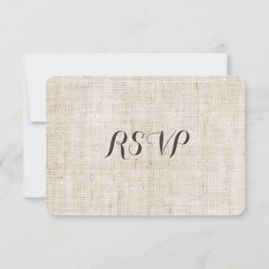 Rustiek Linnen Ontwerp Wedding RSVP Kaart (Achterkant)