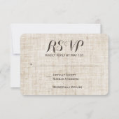 Rustiek  Linnen Ontwerp Wedding RSVP Kaart (Voorkant)
