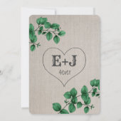 Rustiek Linnen Roze Bloemen Groene Botanicals Brui Kaart (Achterkant)