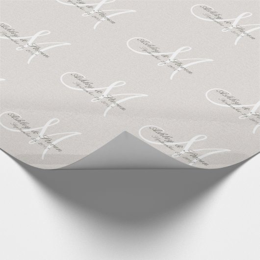 Rustiek Linnen Wit Bruiloft Monogram Wrapping Papi Cadeaupapier (Hoek)
