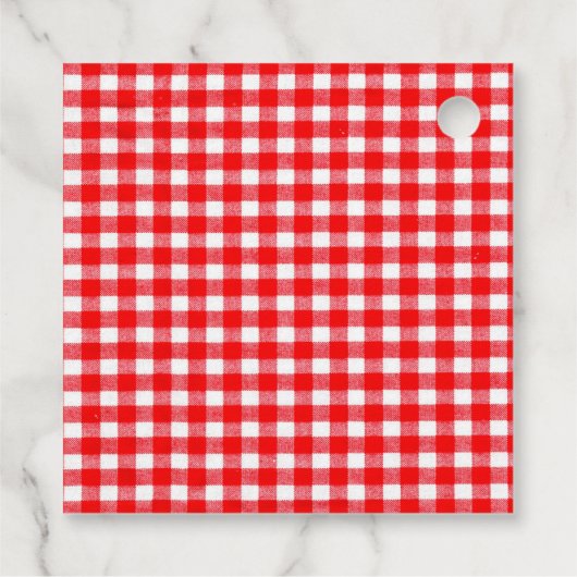Rustiek lokaal geteeld Red Gingham Baby shower Bedankjes Labels (Achterkant)
