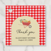 Rustiek lokaal geteeld Red Gingham Baby shower Bedankjes Labels (Voorkant)