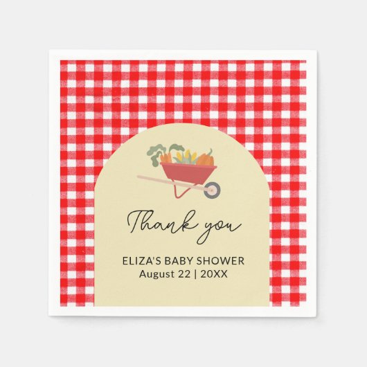 Rustiek lokaal geteeld Red Gingham Baby shower Servet (Voorkant)