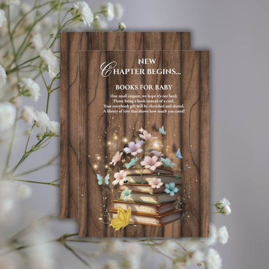 Rustiek Magische Storybooks Baby shower Informatiekaartje