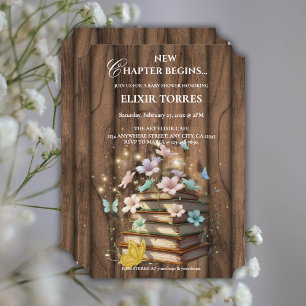 Rustiek Magische Storybooks Baby shower Kaart