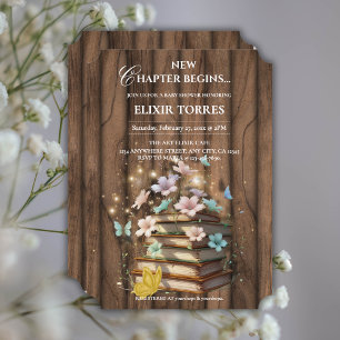 Rustiek Magische Storybooks Baby shower Kaart