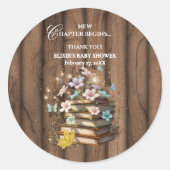 Rustiek Magische Storybooks Baby shower Ronde Sticker (Voorkant)
