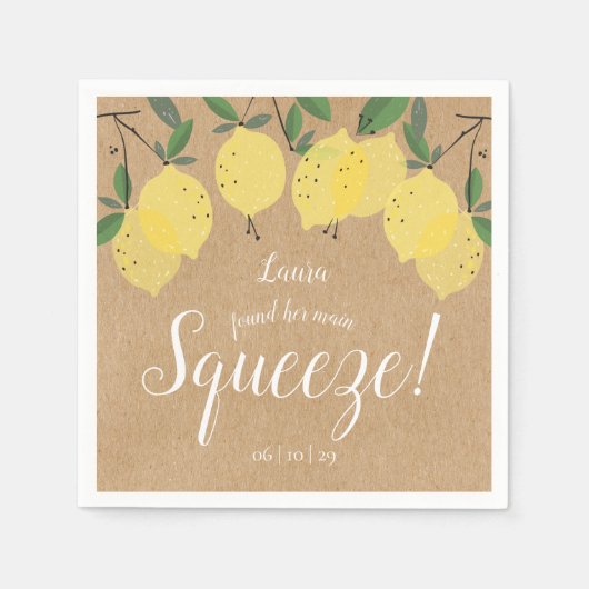 Rustiek Main Squeeze Lemons Vrijgezellenfeest Servet (Voorkant)