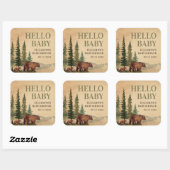 Rustiek Mama & Baby Beer Baby shower Vierkante Sticker (Vel)