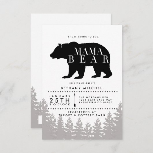 Rustiek Mama Beer | Baby shower uitnodigen Kaart (Voorkant / Achterkant)