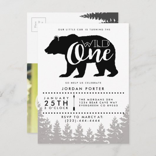 Rustiek Mama Beer | BABY SHOWER Uitnodiging Briefkaart (Voorkant / Achterkant)