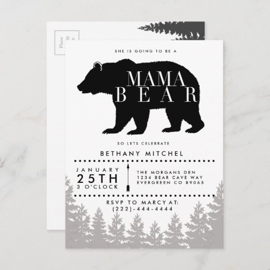 Rustiek Mama Beer | BABY SHOWER Uitnodiging Briefkaart (Voorkant / Achterkant)