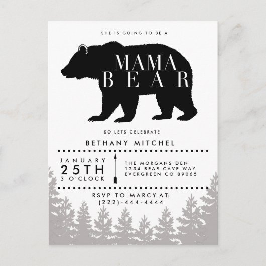 Rustiek Mama Beer | BABY SHOWER Uitnodiging Briefkaart (Voorkant)