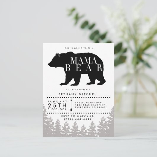 Rustiek Mama Beer | BABY SHOWER Uitnodiging Briefkaart (Staand voorkant)