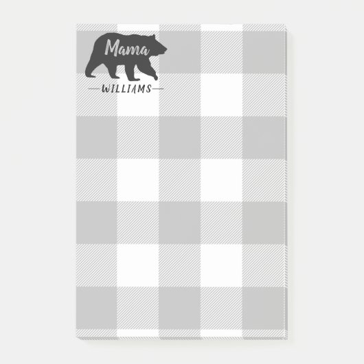 Rustiek Mama Beer Grijs Zwart Monogram Naam 4x6 Post-it® Notes (Voorkant)