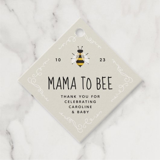 Rustiek Mama naar Bee Baby shower Bedankjes Labels (Voorkant)