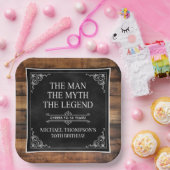 Rustiek Man Myth Legend 50th Birthday Black Papieren Bordje (Feest)