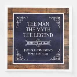 Rustiek Man Myth Legend 60ste Verjaardag Navy Blue Servet