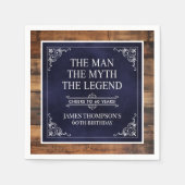 Rustiek Man Myth Legend 60ste Verjaardag Navy Blue Servet (Voorkant)