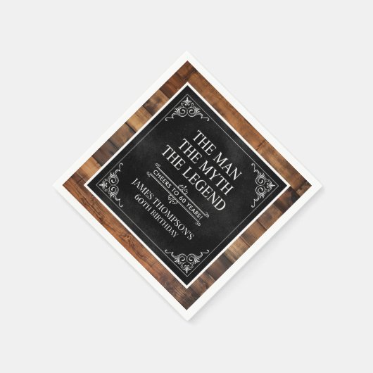 Rustiek Man Myth Legend 60th Birthday Black Servet (Hoek)