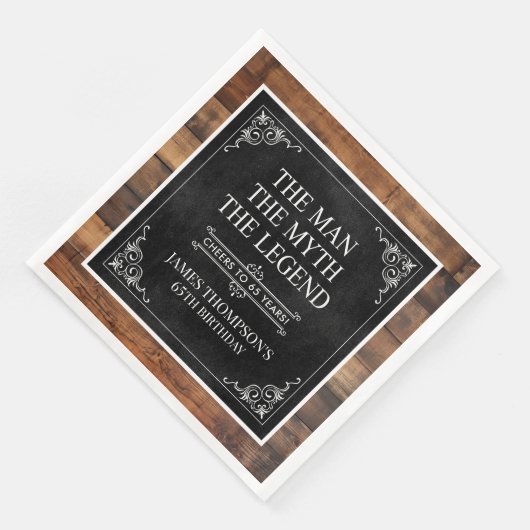 Rustiek Man Myth Legend 65th Birthday Black Servet (Hoek)