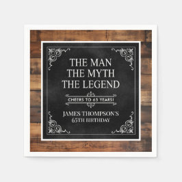 Rustiek Man Myth Legend 65th Birthday Black Servet