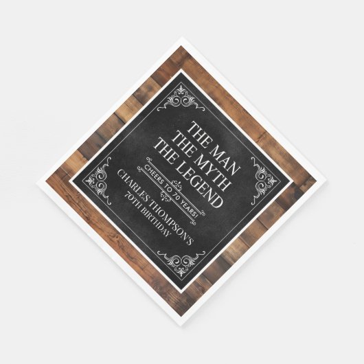 Rustiek Man Myth Legend 70th Birthday Black Servet (Hoek)