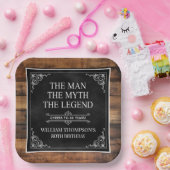 Rustiek Man Myth Legend 80th Birthday Black Papieren Bordje (Feest)