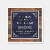 Rustiek Man Myth Legend 80th Birthday Navy Blauw Servet (Voorkant)