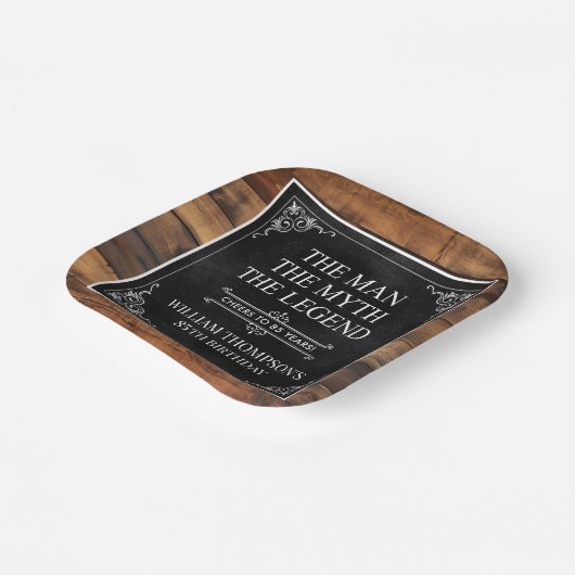 Rustiek Man Myth Legend 85th Birthday Black Papieren Bordje (Gebogen)