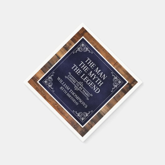 Rustiek Man Myth Legend 85th Birthday Navy Blue Servet (Hoek)
