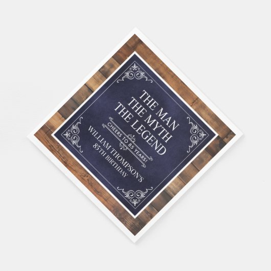 Rustiek Man Myth Legend 85th Birthday Navy Blue Servet (Hoek)