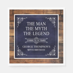 Rustiek Man Myth Legend 90ste Verjaardag Navy Blue Servet