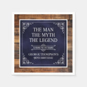 Rustiek Man Myth Legend 90ste Verjaardag Navy Blue Servet (Voorkant)