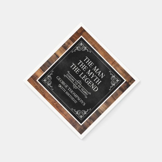 Rustiek Man Myth Legend 90th Birthday Black Servet (Hoek)