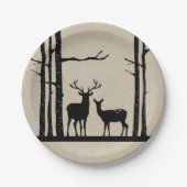 Rustiek Mannelijk Vrouw Doe Herten Zwart Berk Brui Papieren Bordje (Voorkant)