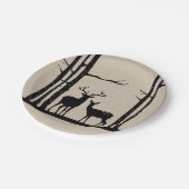 Rustiek Mannelijk Vrouw Doe Herten Zwart Berk Brui Papieren Bordje (Gekanteld)