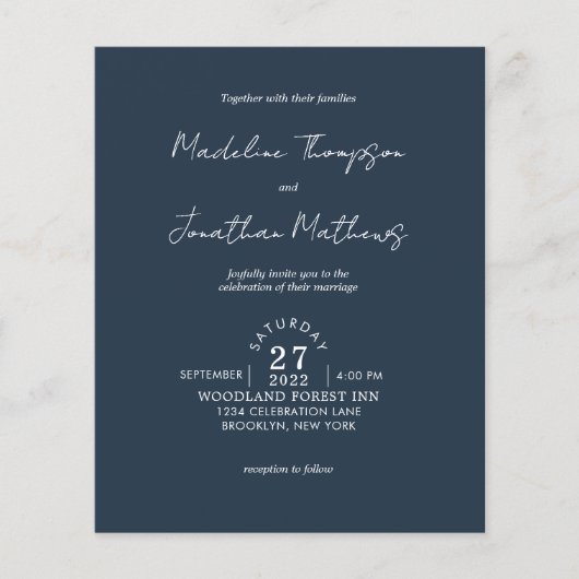 Rustiek Marine Blauw Foto Budget Bruiloft QR Code  (Voorkant)