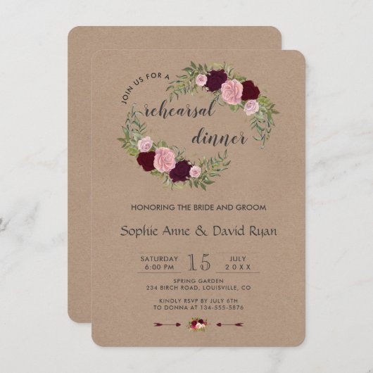 Rustiek Marsala Bloem Ambachtelijk Ambachtspapier  Kaart (Voorkant / Achterkant)