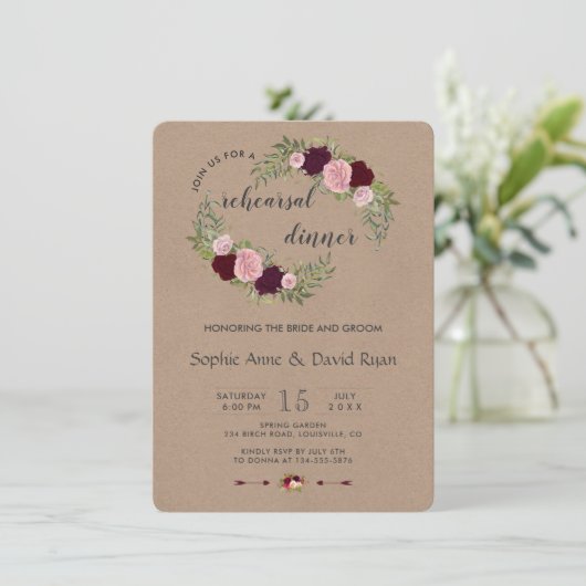 Rustiek Marsala Bloem Ambachtelijk Ambachtspapier  Kaart (Staand voorkant)