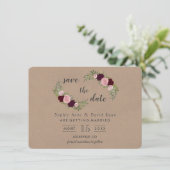 Rustiek Marsala Bloemen Craft Papier Save the Date (Staand voorkant)
