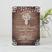 Rustiek Mason Jar Lights Bloemen repetitie diner Kaart (Staand voorkant)